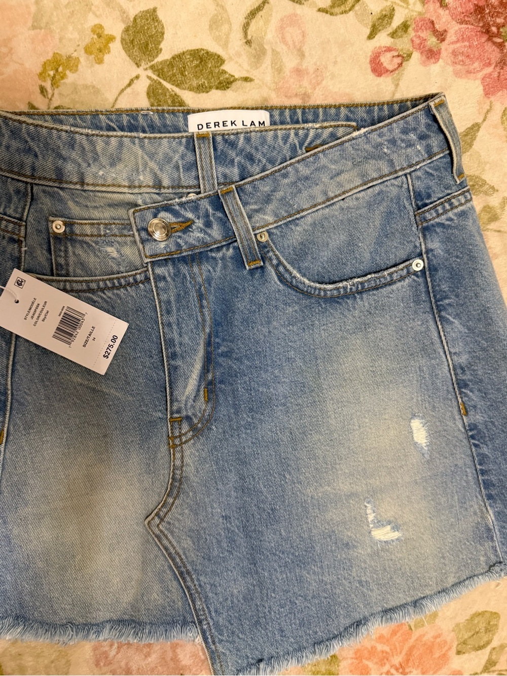 Derek Lam NWT Y2K Denim Crossover Distressed CLEO Mini Skirt - Picture 6 of 9